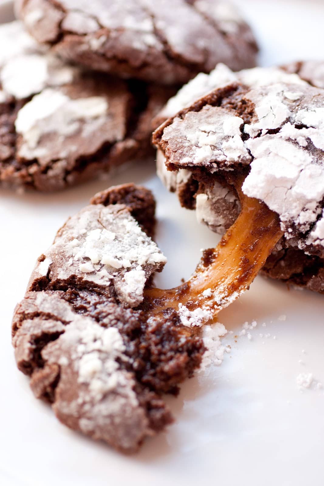 Caramel Stuffed Chocolate Crinkle Cookies