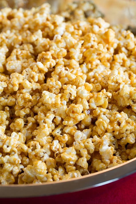 Caramel Popcorn Close up image of caramel popcorn.