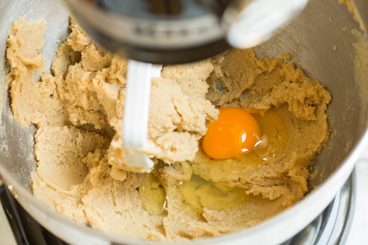 Pumpkin Oatmeal Chocolate Chip Cookies Egg added to butter sugar mixture.