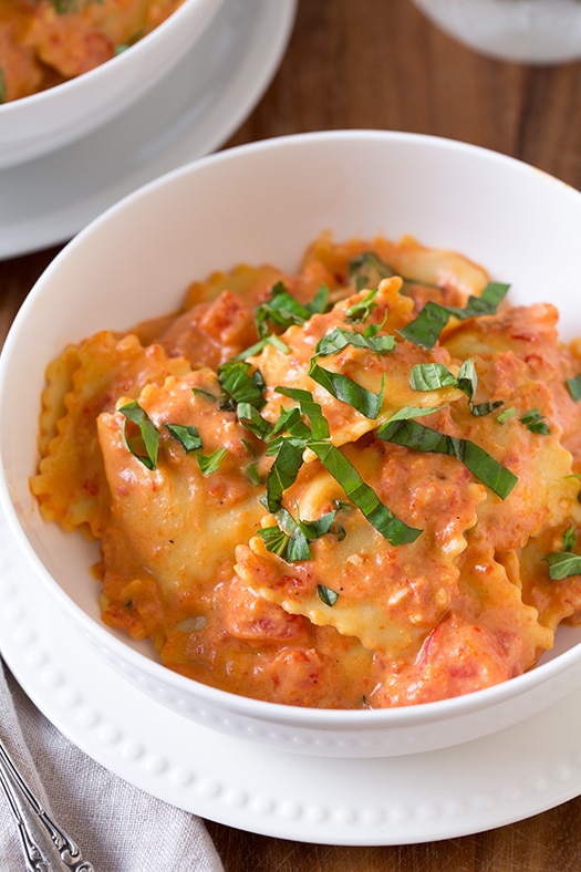 Ravioli with Creamy Sundried Tomato and Basil Sauce | Cooking Classy