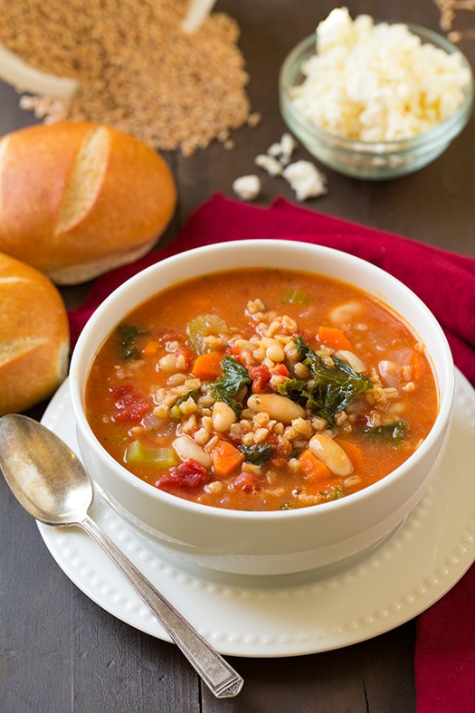 Mediterranean Kale, Cannellini and Farro Stew | Cooking Classy
