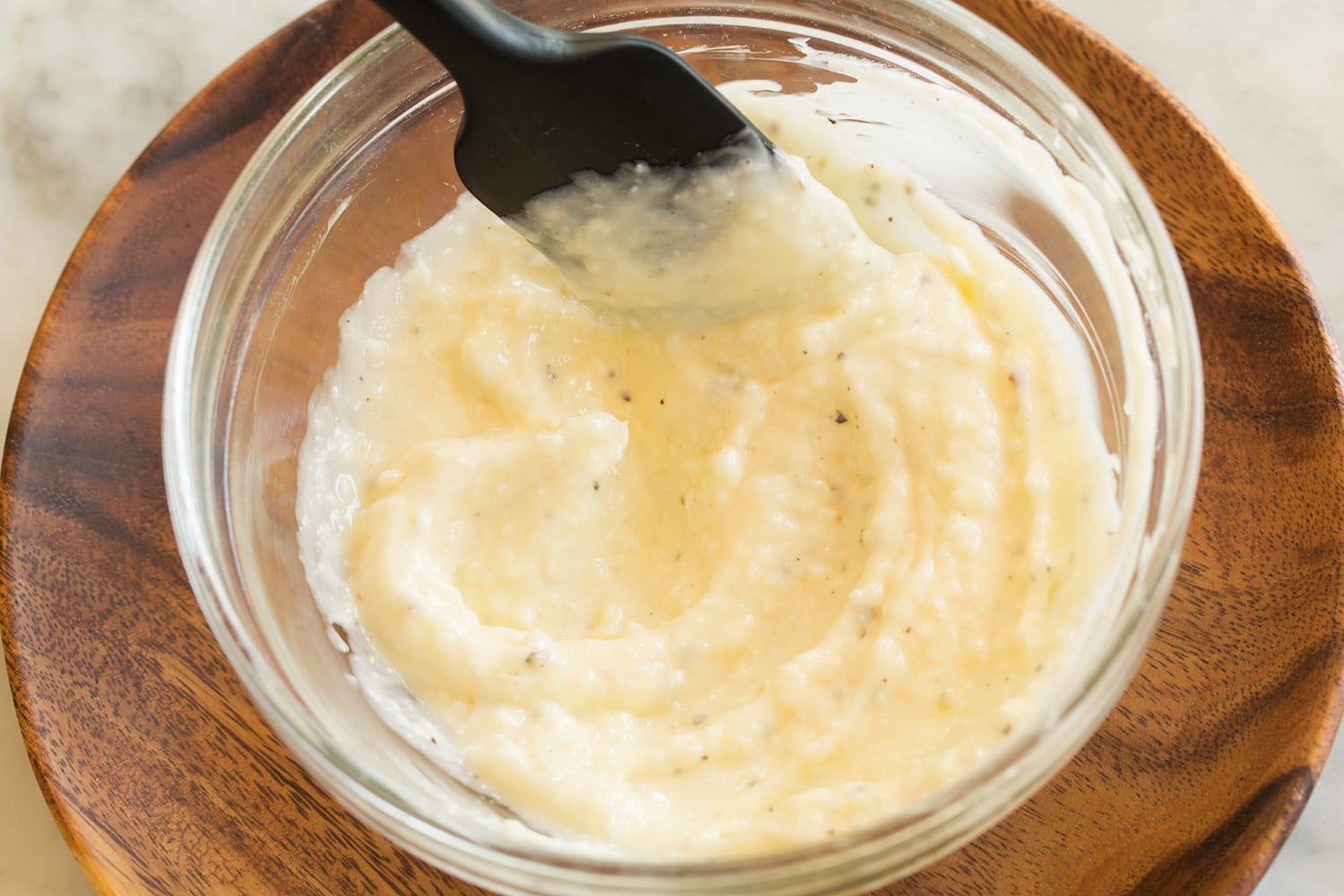 Cheesy Garlic Bread Garlic butter mixture shown after mixing.