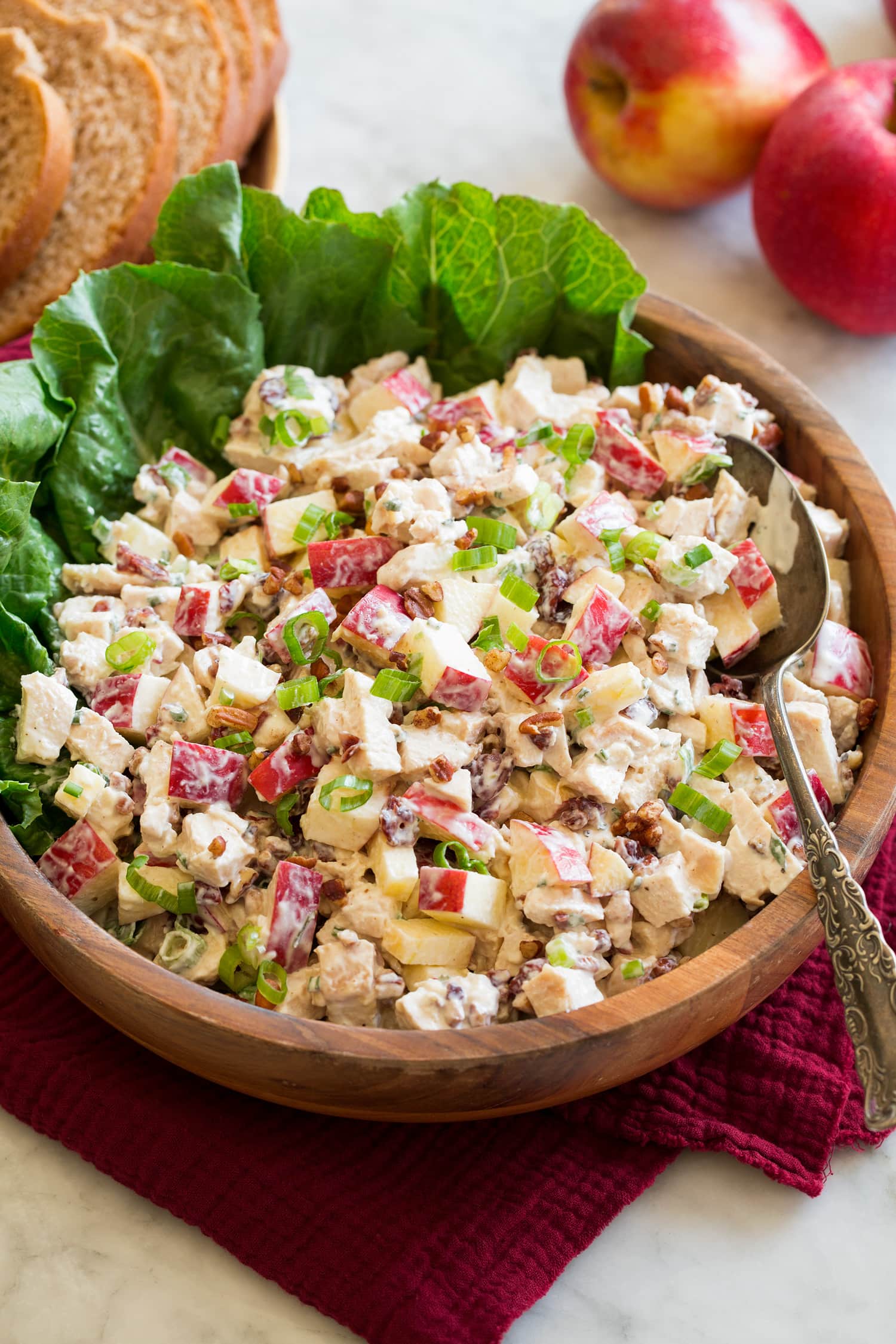 Apple Chicken Salad Bowl full of apple chicken salad.