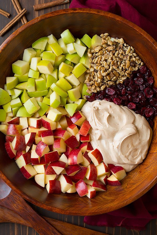 Apple Fruit Salad Apple Fruit Salad ingredients in a mixing bowl before tossing.