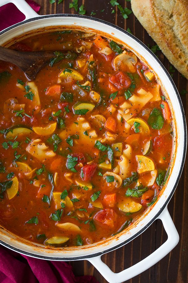 Vegetable Lasagna Soup Vegetable Lasagna Soup in a large white pot.