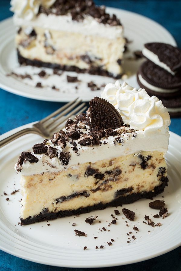 Oreo Cheesecake Close up image of oreo cheesecake showing detail.