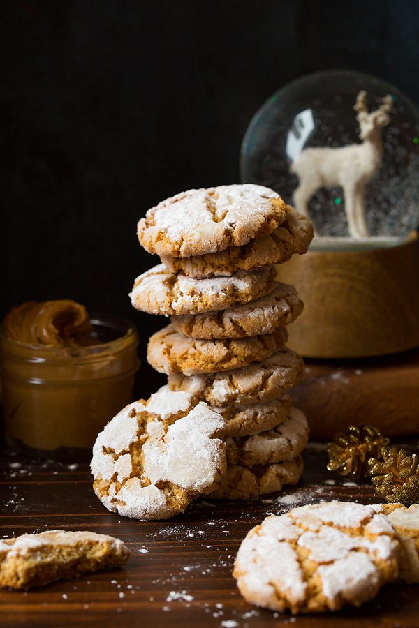 Peanut Butter Crinkle Cookies Stack of crinkle cookies.