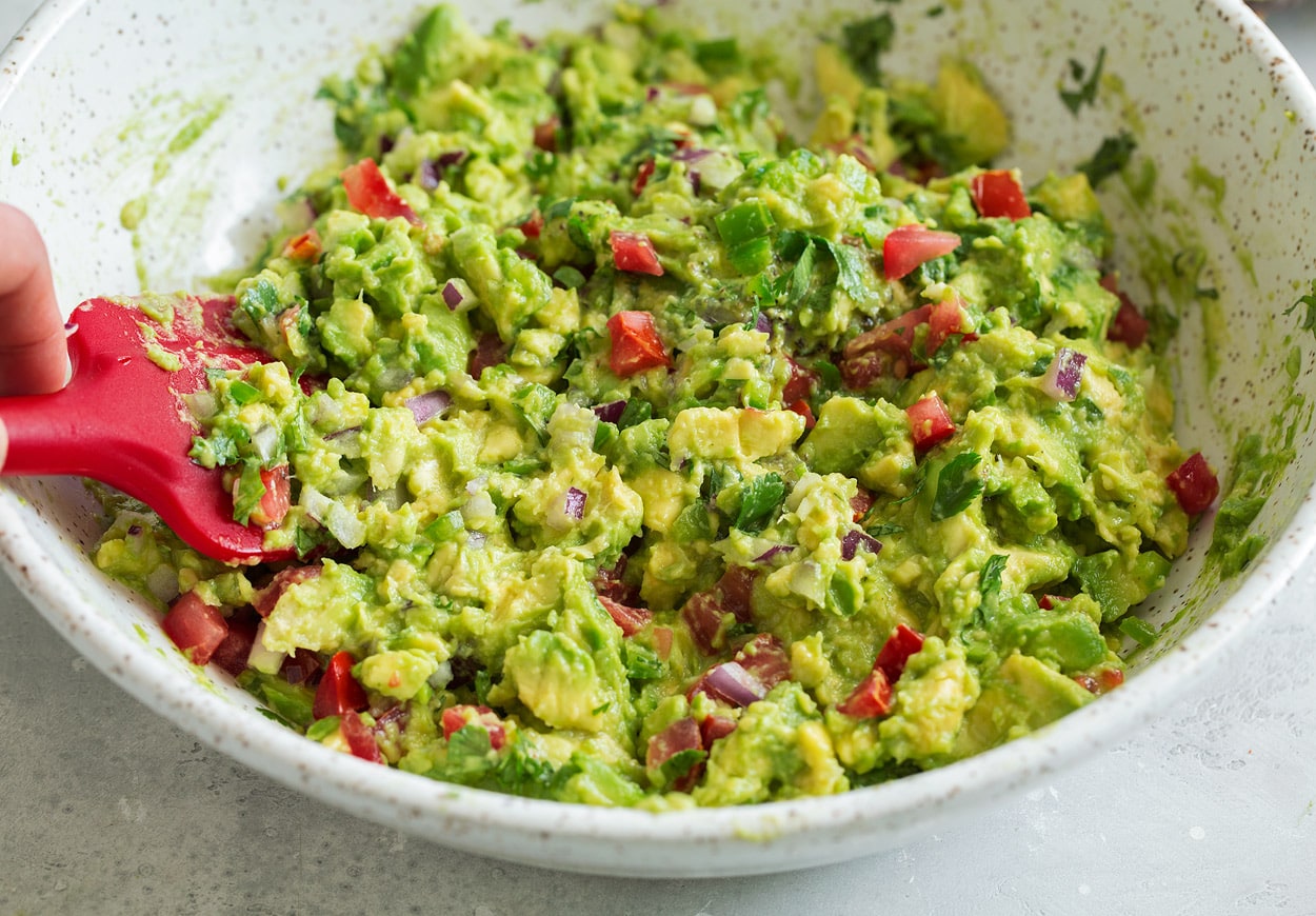 Homemade Guacamole finished fresh guacamole in large bowl