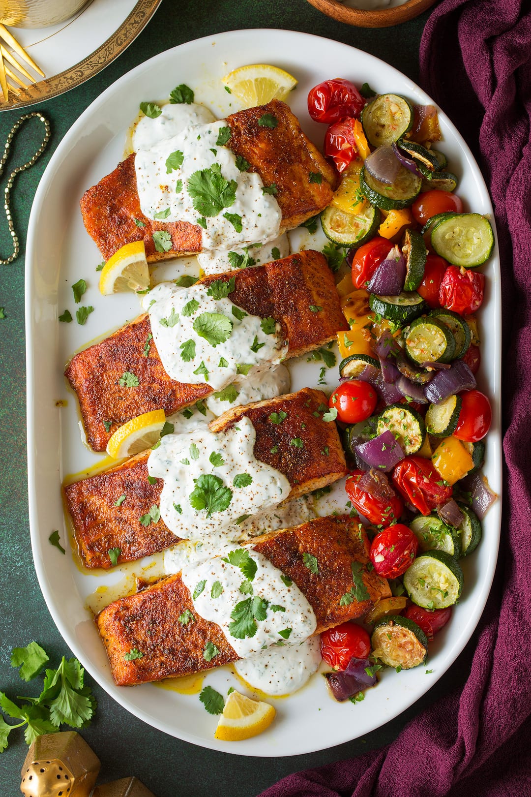 Moroccan Spiced Salmon with Lemon Yogurt Sauce Moroccan Spiced Salmon with Lemon Yogurt Sauce