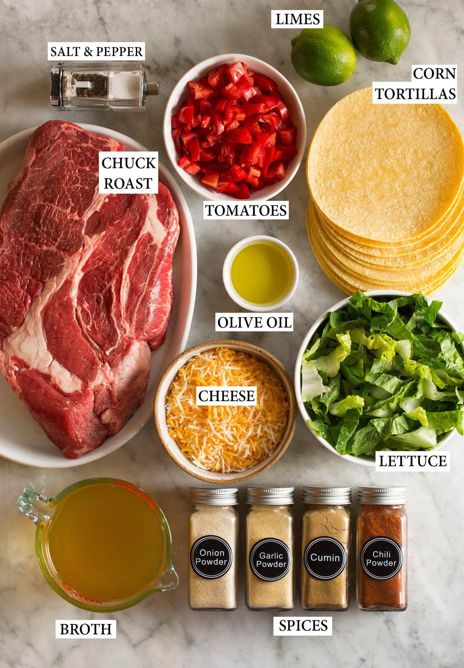 Shredded Beef Tacos Shredded Beef Tacos recipe ingredients.