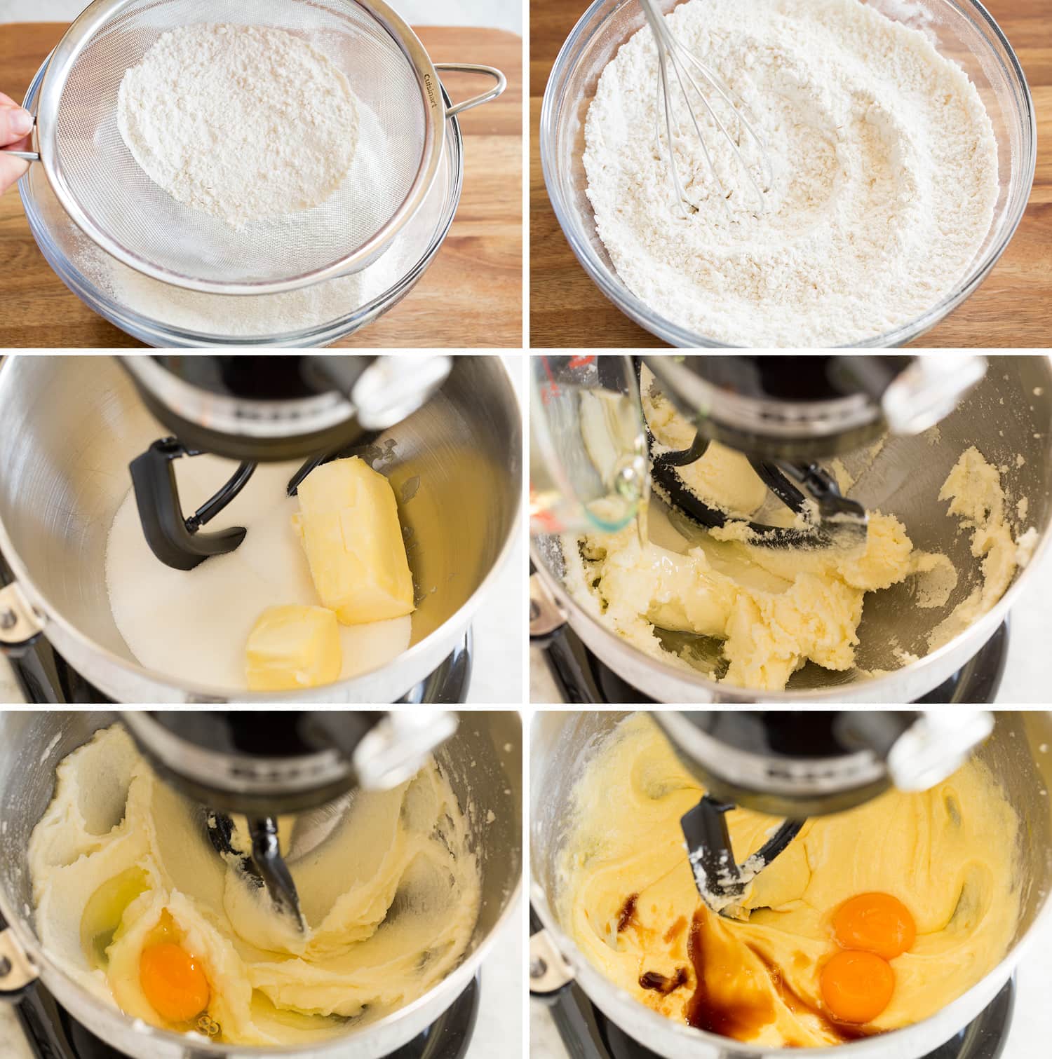 Yellow Cake Steps of making yellow cake batter.