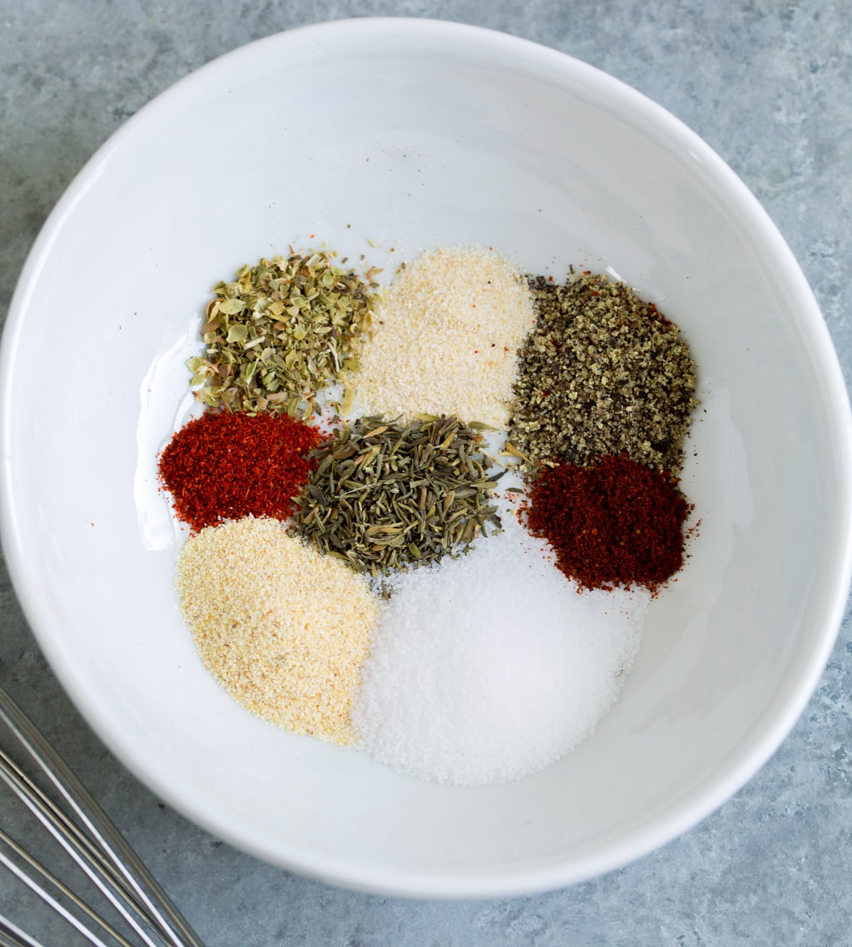 Baked Chicken Breasts Spices in a mixing bowl to season baked chicken.