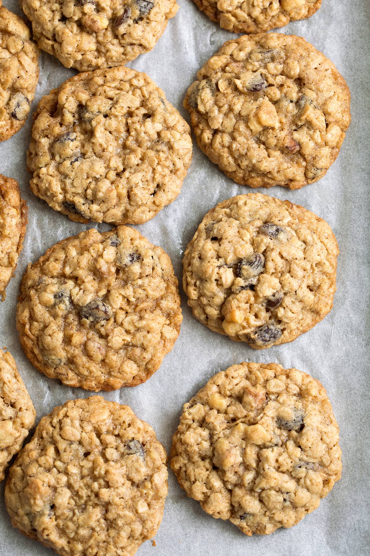 BEST Oatmeal Cookies! Oatmeal Cookies on baking sheet after baking.