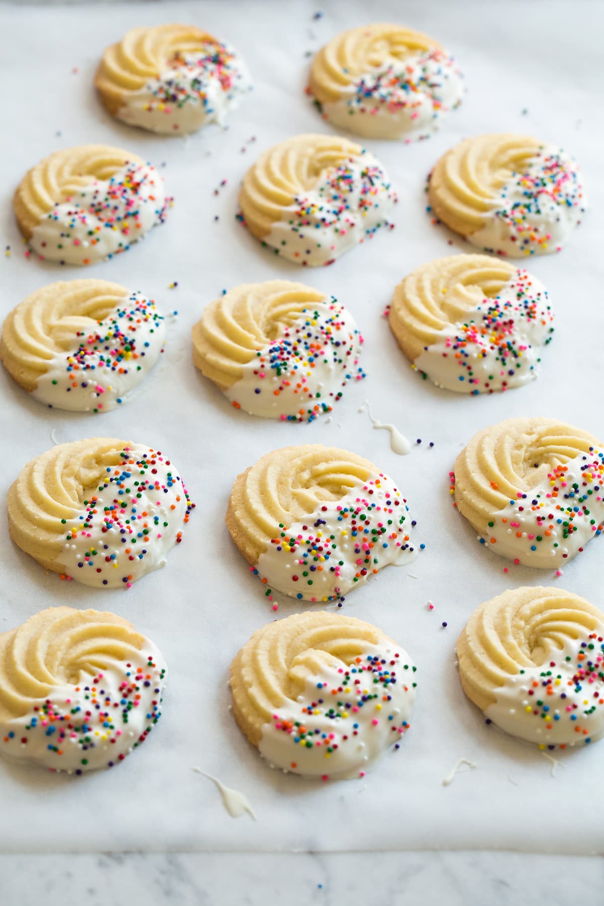Butter Cookies Butter cookies on parchment paper.