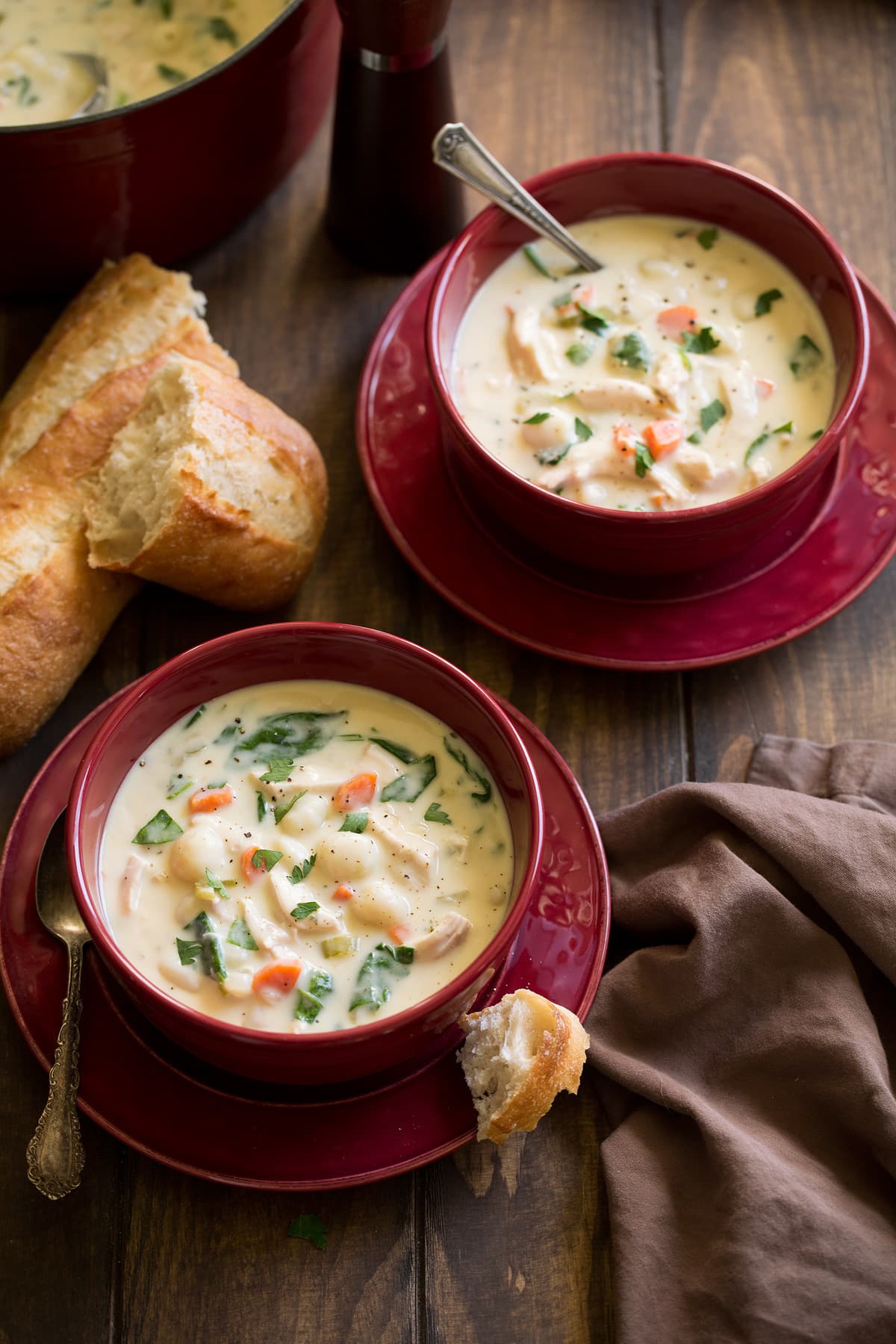 Creamy Chicken Gnocchi Soup Two servings of creamy chicken gnocchi soup.