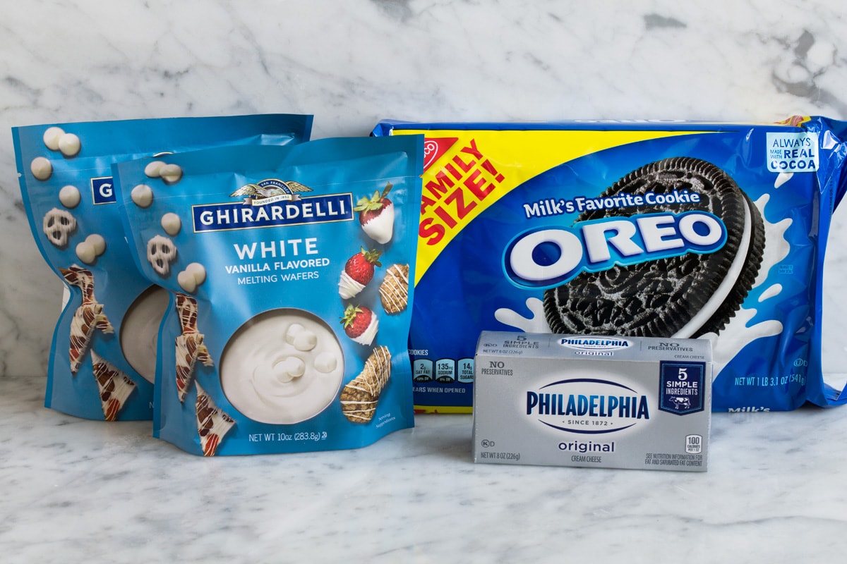 Oreo Balls Oreo Truffles Ingredients needed to make oreo balls shown here.