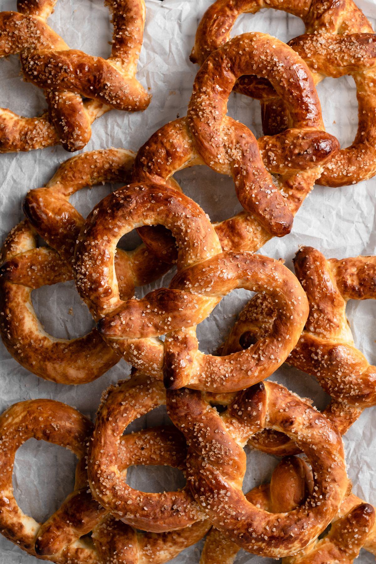 Homemade Soft Pretzels Recipe Image of a pile of soft pretzels.