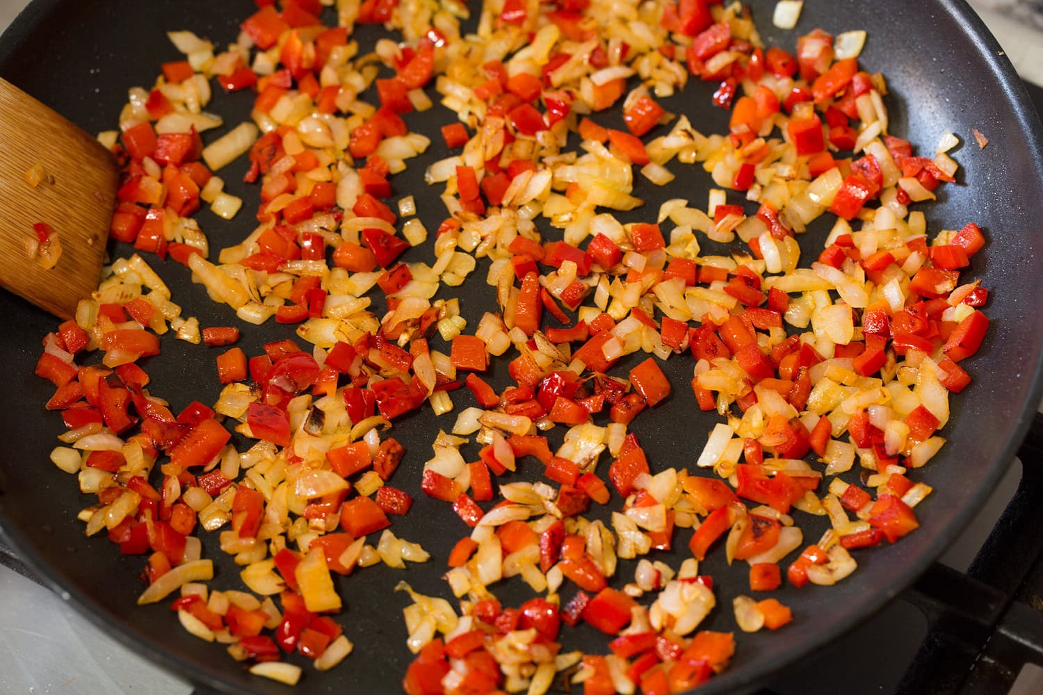 Sloppy Joes Bell pepper and onion shown sauteed.