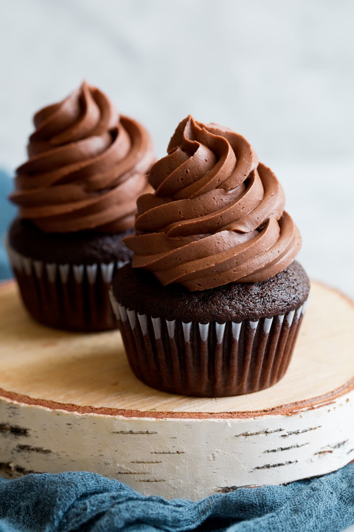 Chocolate Cupcakes Chocolate buttercream frosting on top of chocolate cupcake