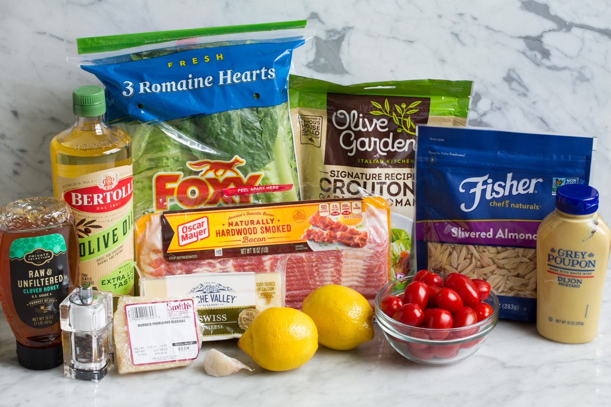 The BEST Salad Recipe {Salad de Maison} Ingredients needed to make salad and dressing shown here.