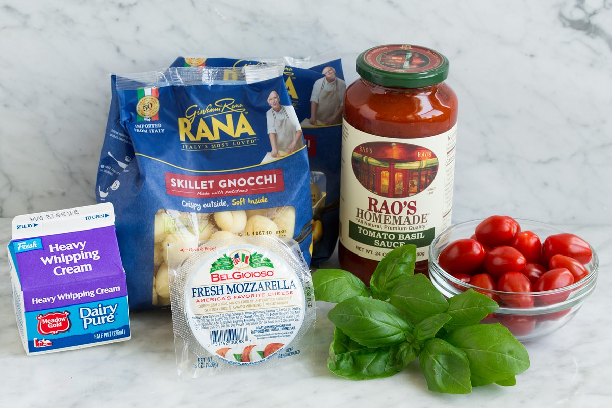 Baked Gnocchi Image of ingredients that are used to make baked gnocchi.