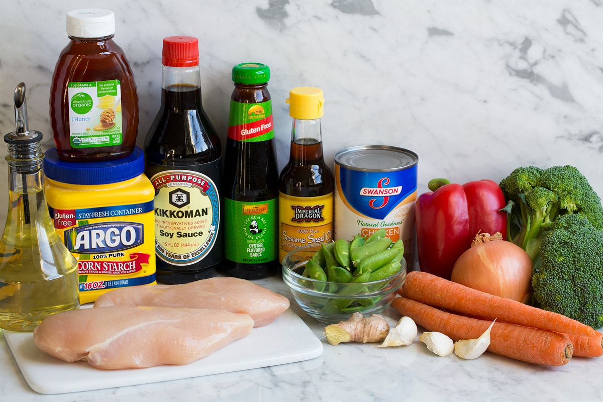 Chicken Stir Fry Image of ingredients that are used in chicken stir fry.