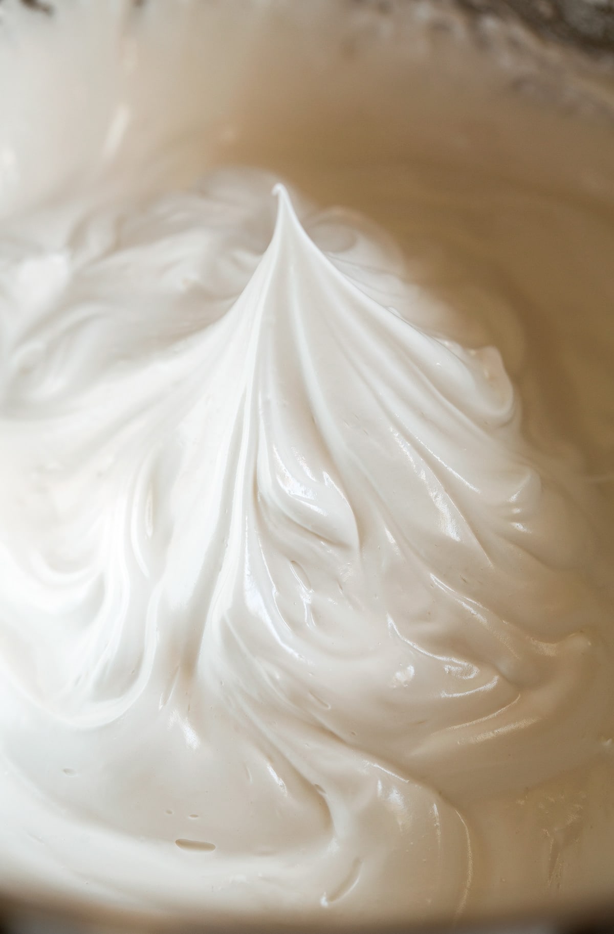 Meringue Cookies Image showing what a stiff peak is in meringue.