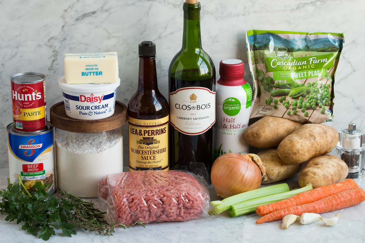 Shepherd's Pie Image showing ingredients that go into shepherd's pie.