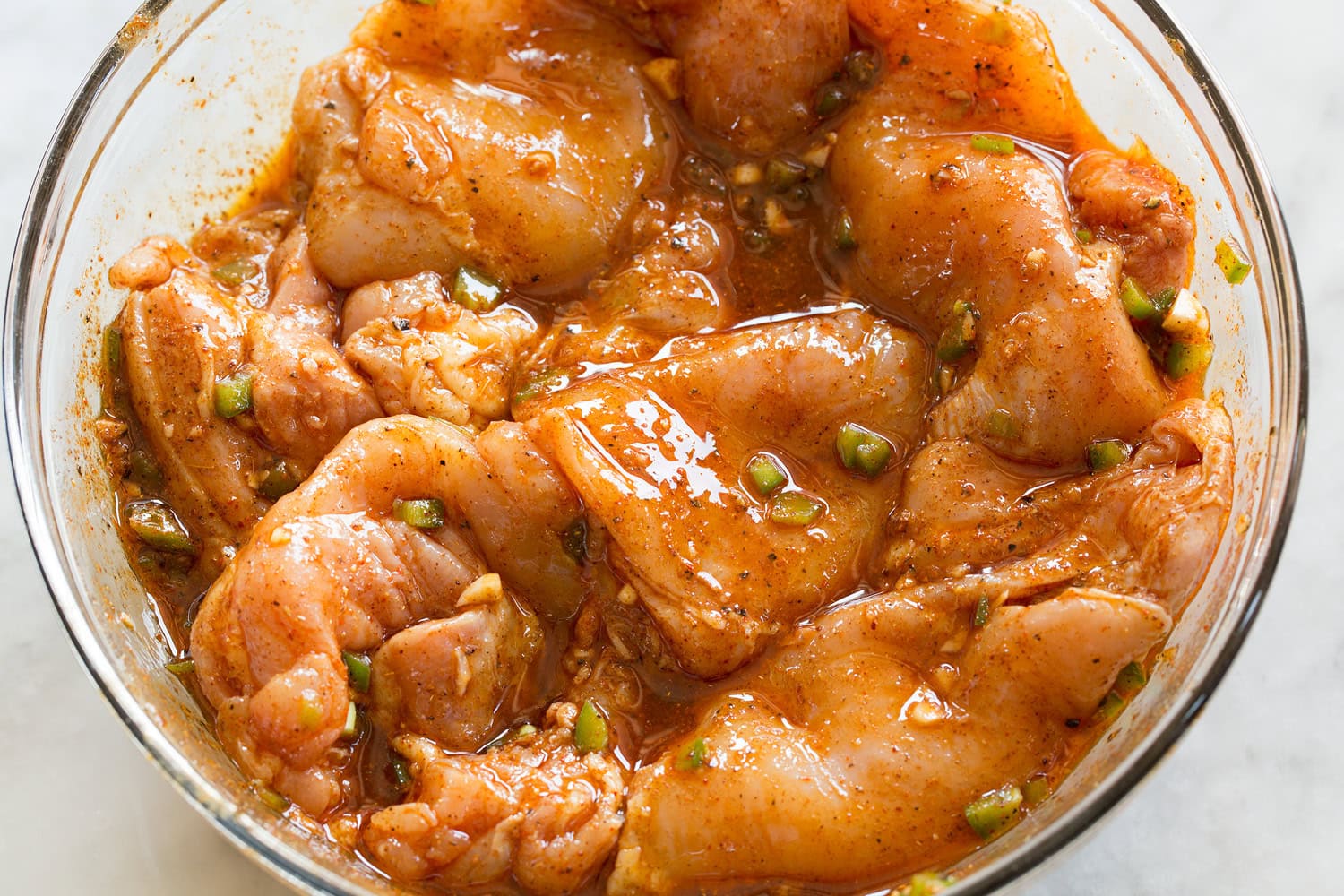 Chicken Fajitas Chicken in lime oil chili seasoned marinade.