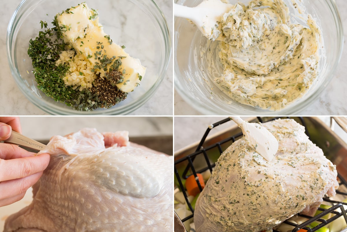 Roast Turkey Breast Collage of four images showing how to prepare a Roast Turkey Breast
