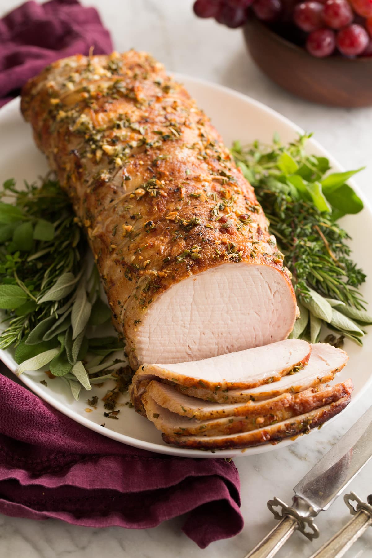 Pork Loin Pork loin roast shown at a side angle.