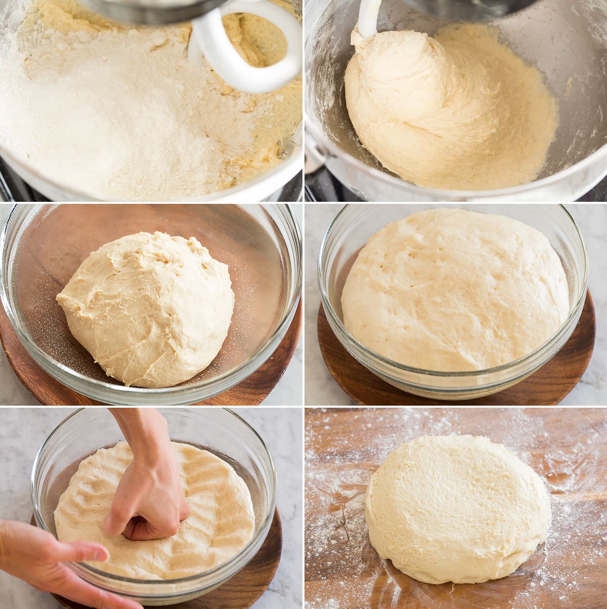 Naan Steps 7 - 12 of rising and dividing naan dough.