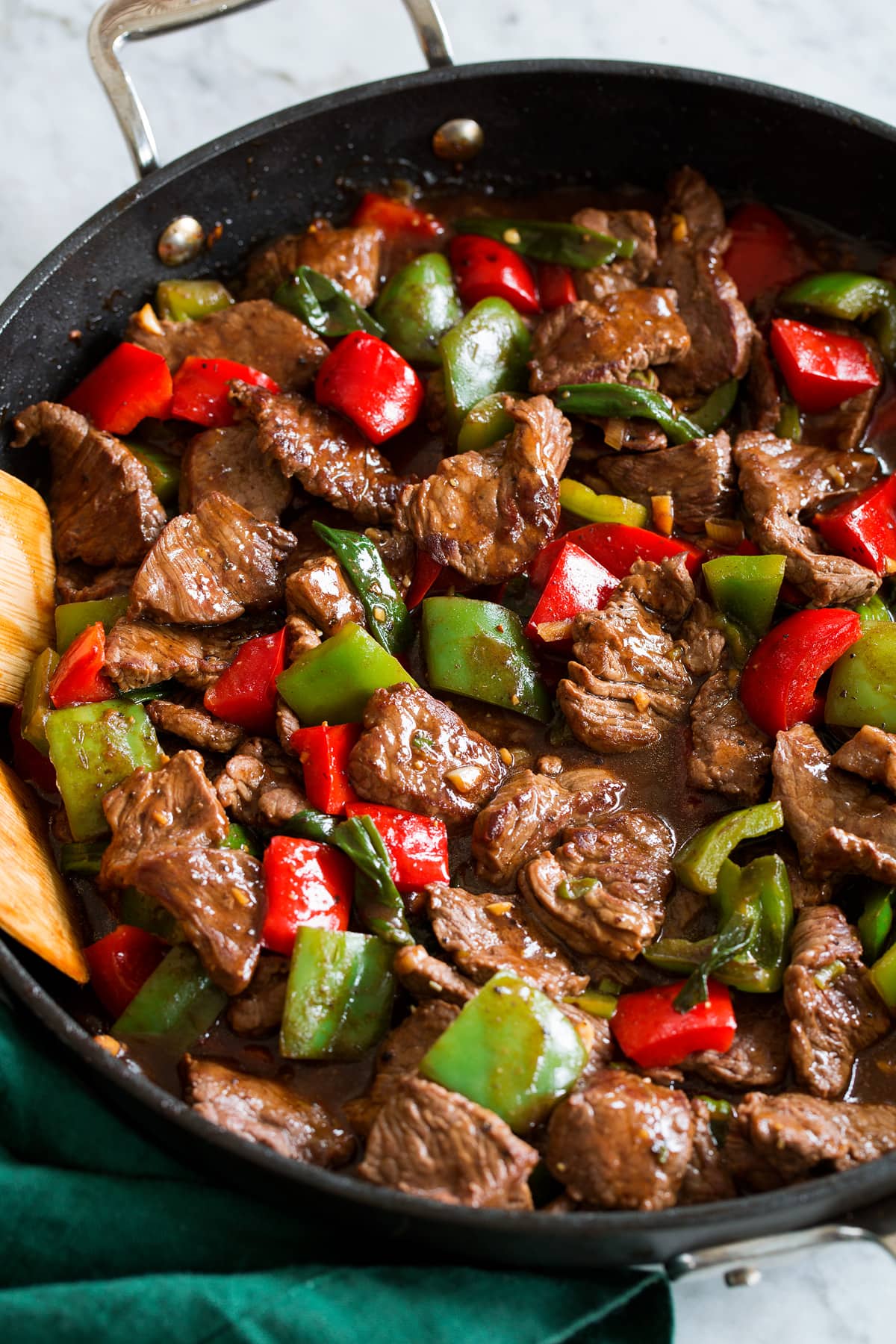 Pepper Steak Photo: Pepper steak shown close up.
