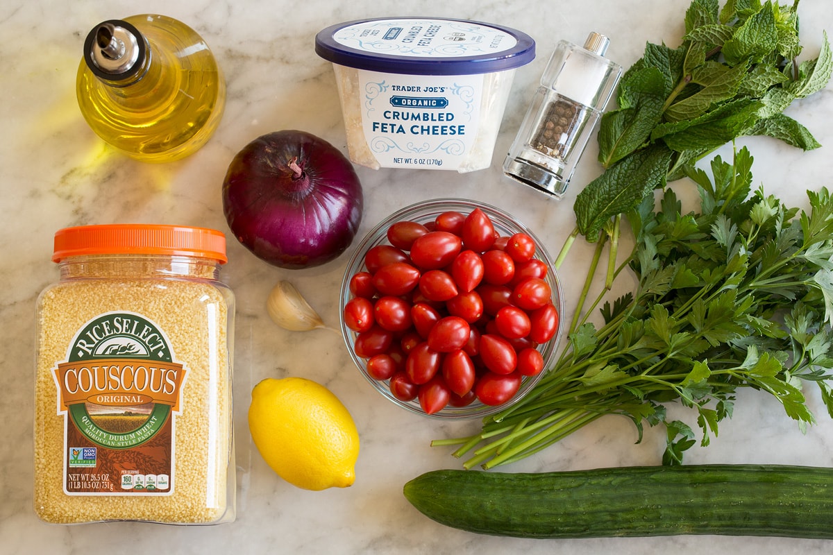 Couscous Salad Photo of ingredients used to make couscous salad.
