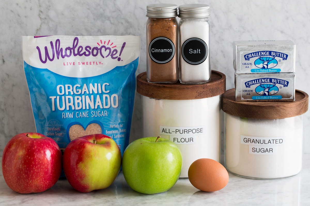 Apple Galette Photo of ingredients used to make an apple galette.