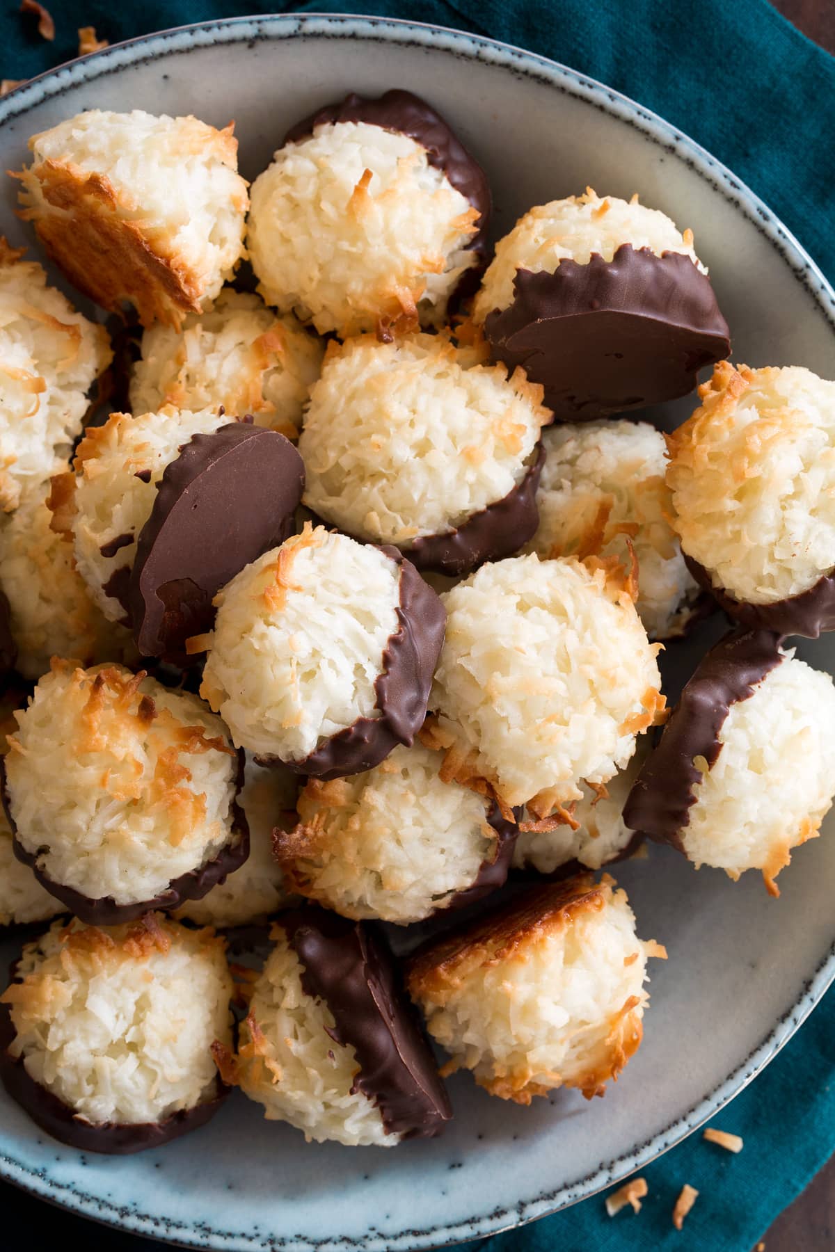 Coconut Macaroons Coconut macaroons shown close up from above.