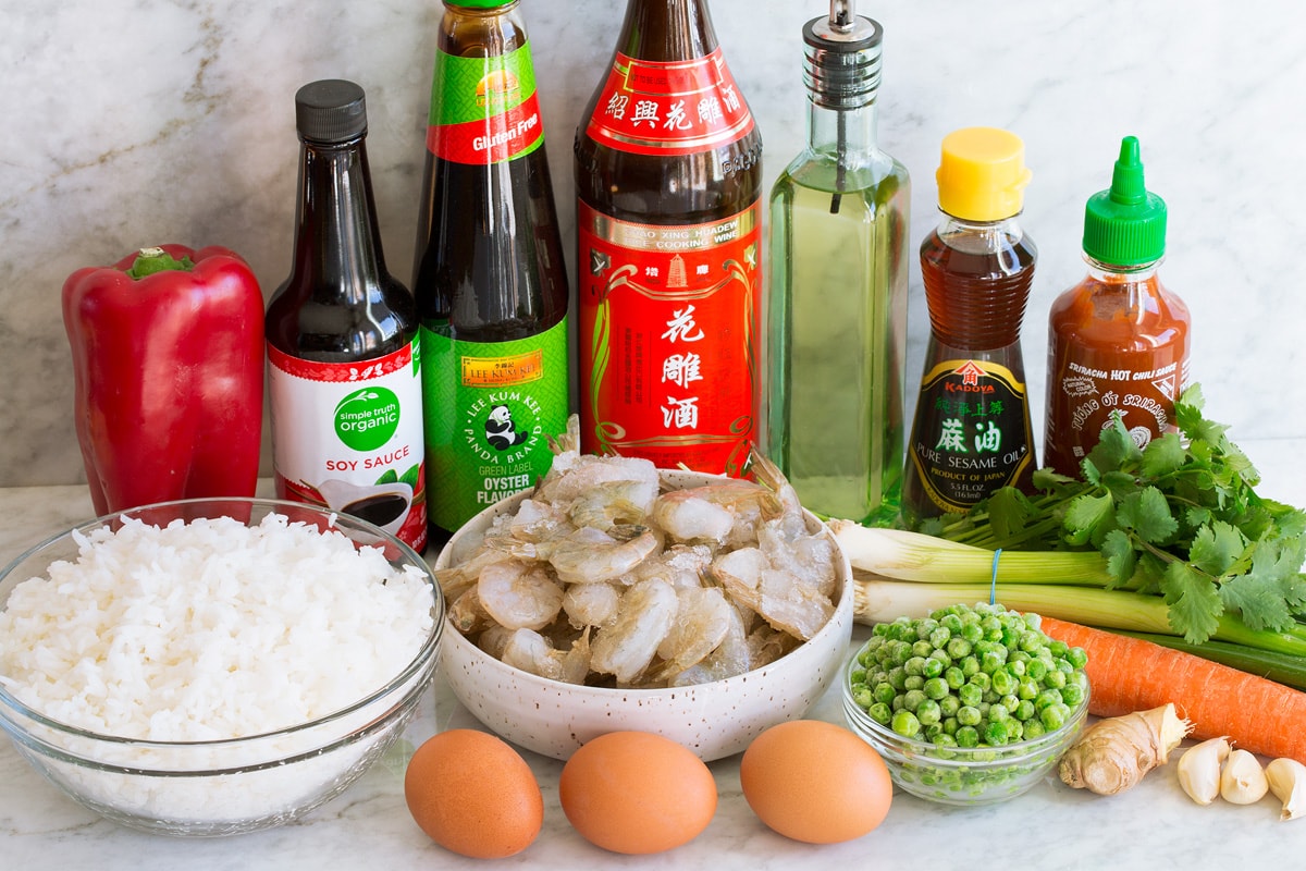 Shrimp Fried Rice Photo of ingredients used to make shrimp fried rice.