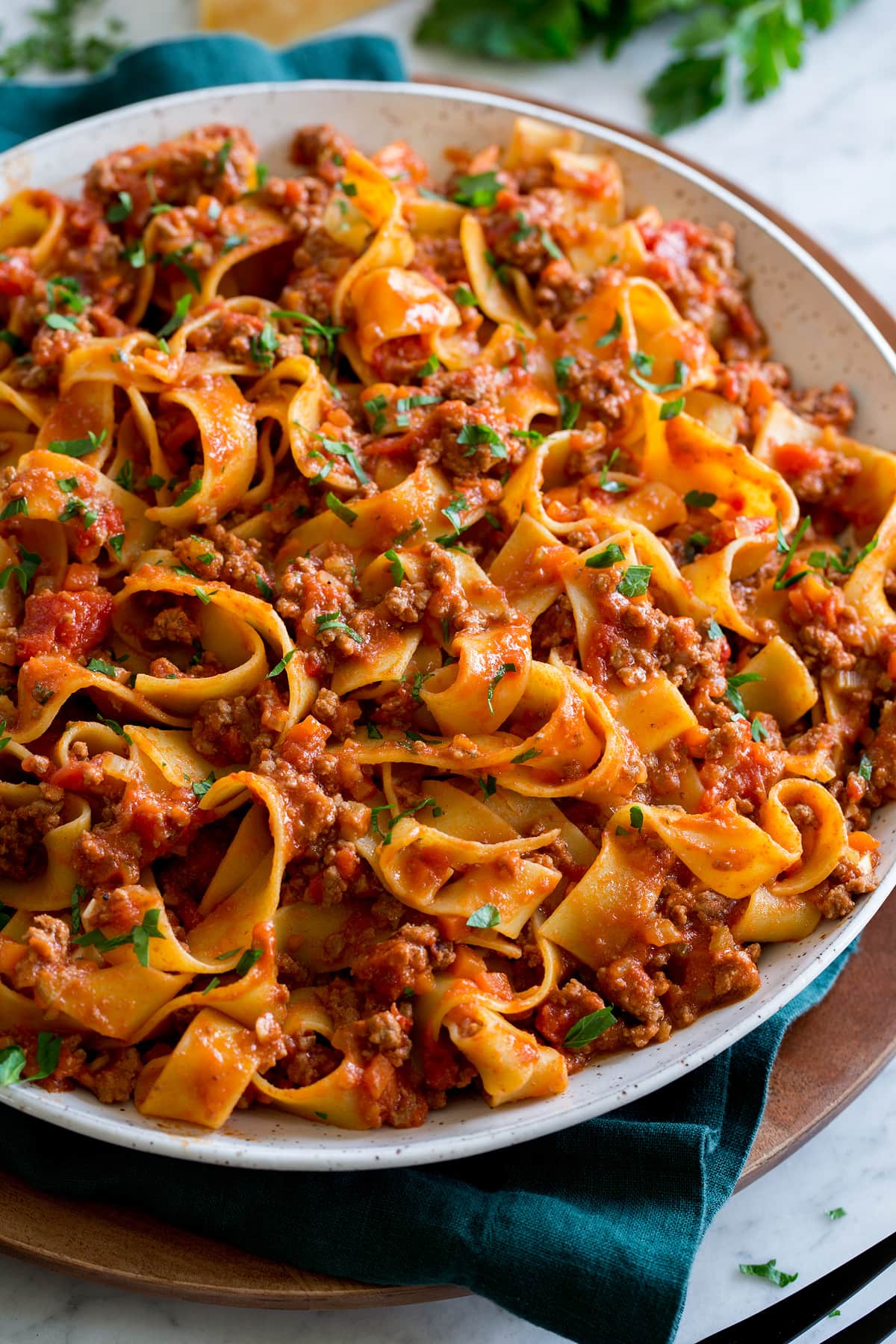 Bolognese Sauce Close up photo of bolognese with pasta.