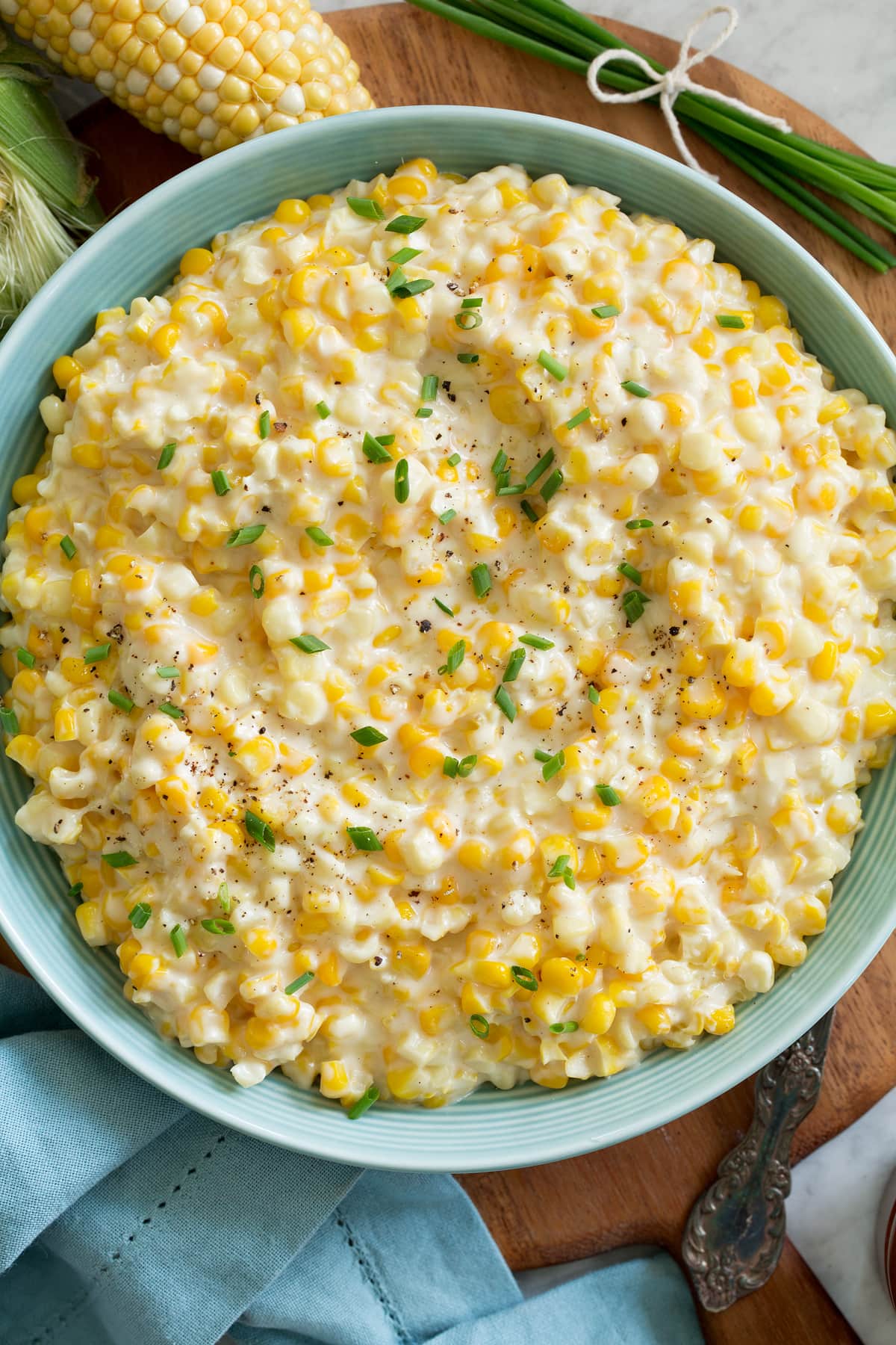Creamed Corn Close up photo of homemade creamed corn.