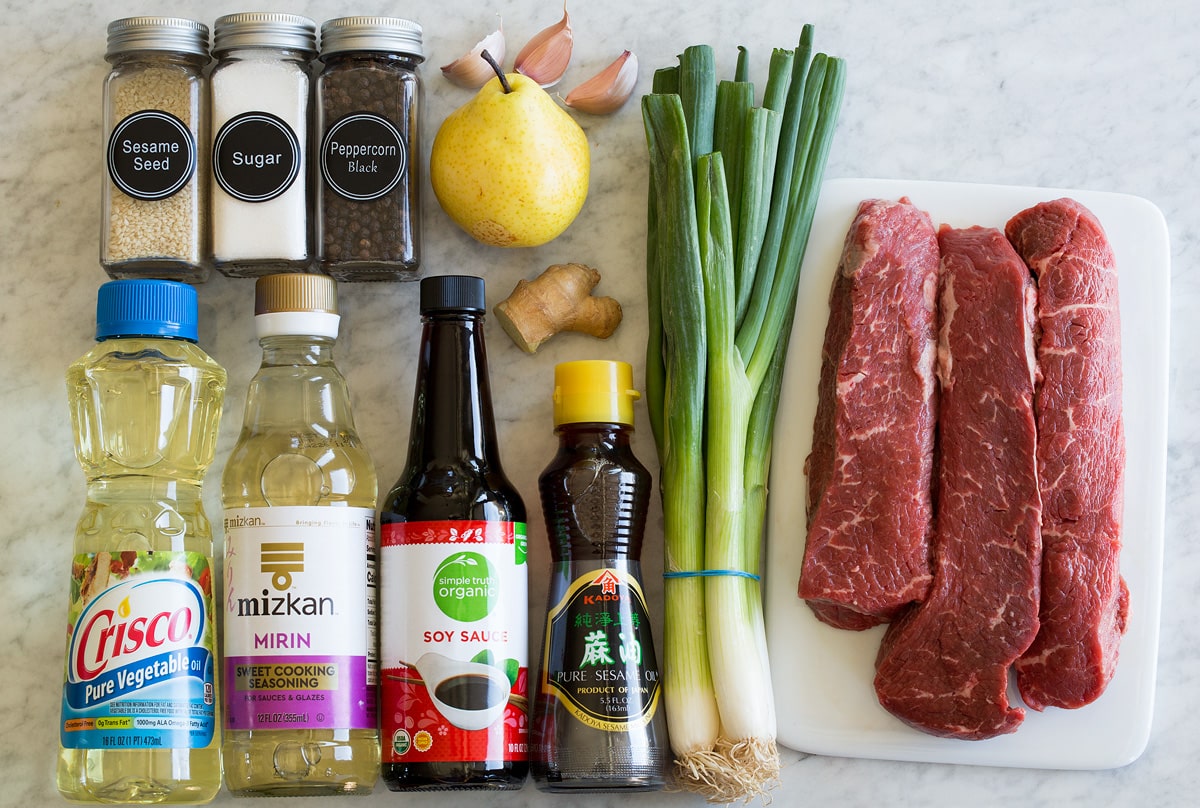 Beef Bulgogi Photo of ingredients used to make steak beef bulgogi.