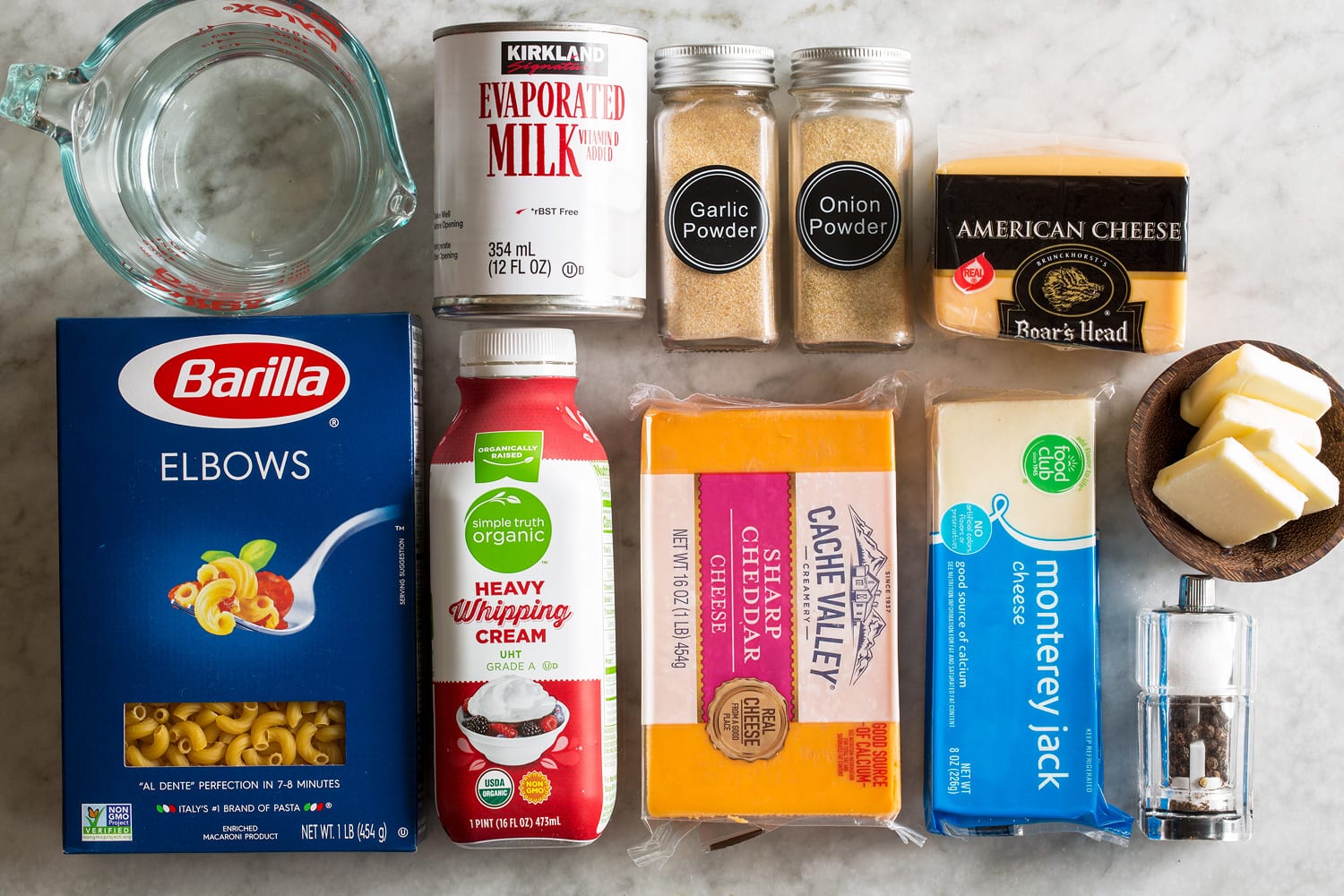 Crockpot Mac and Cheese Ingredients for crockpot mac and cheese.
