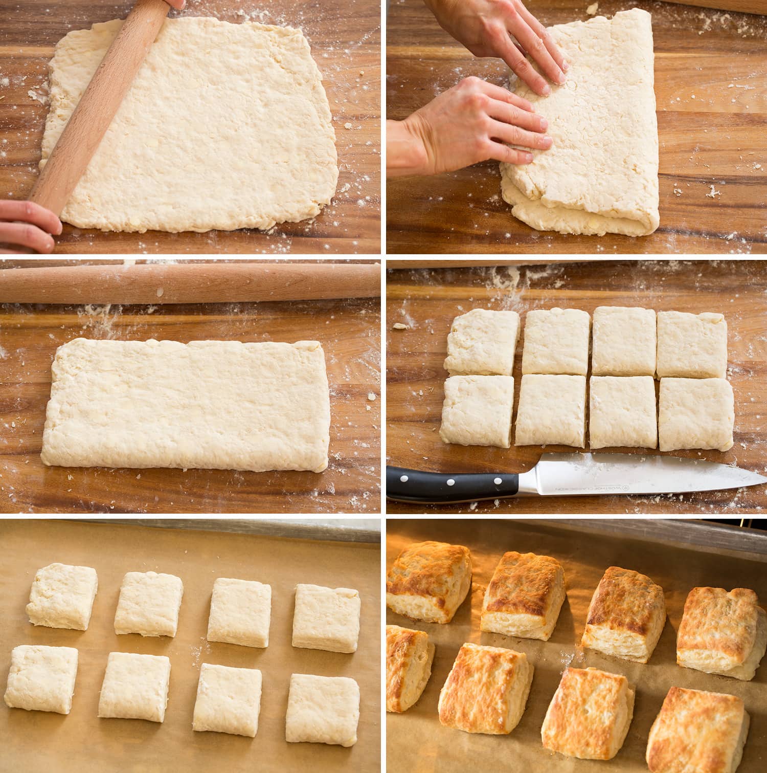 Biscuits and Gravy Folding and cutting biscuits and baking.