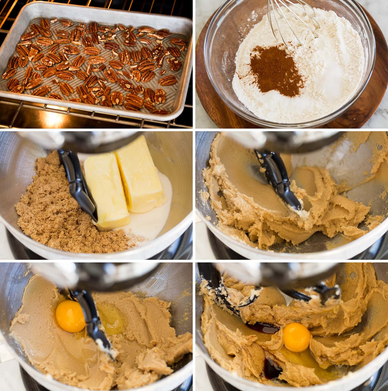 Cowboy Cookies First six steps of making cowboy cookie dough.