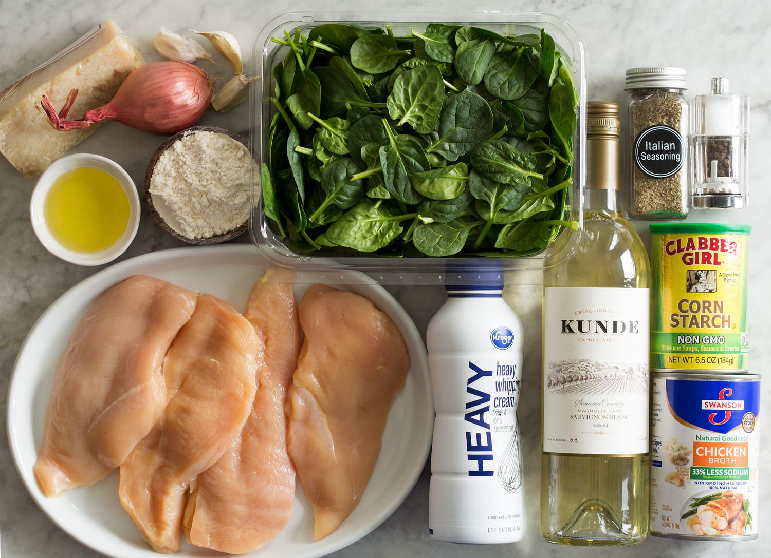 Chicken Florentine Ingredients needed to make chicken florentine.