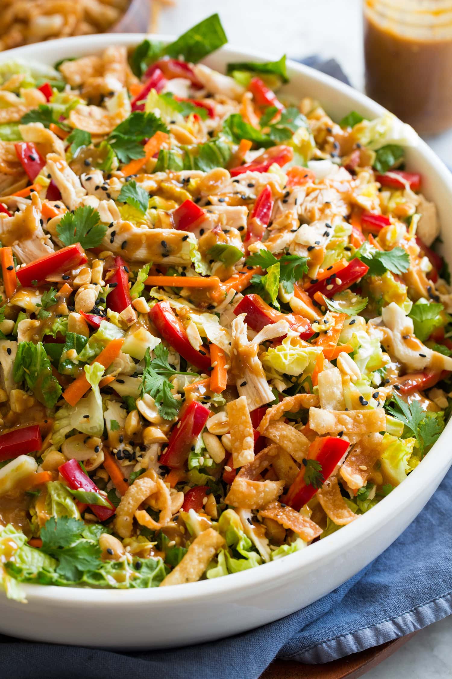 Chinese Chicken Salad Chinese Chicken Salad with peanut sesame dressing.