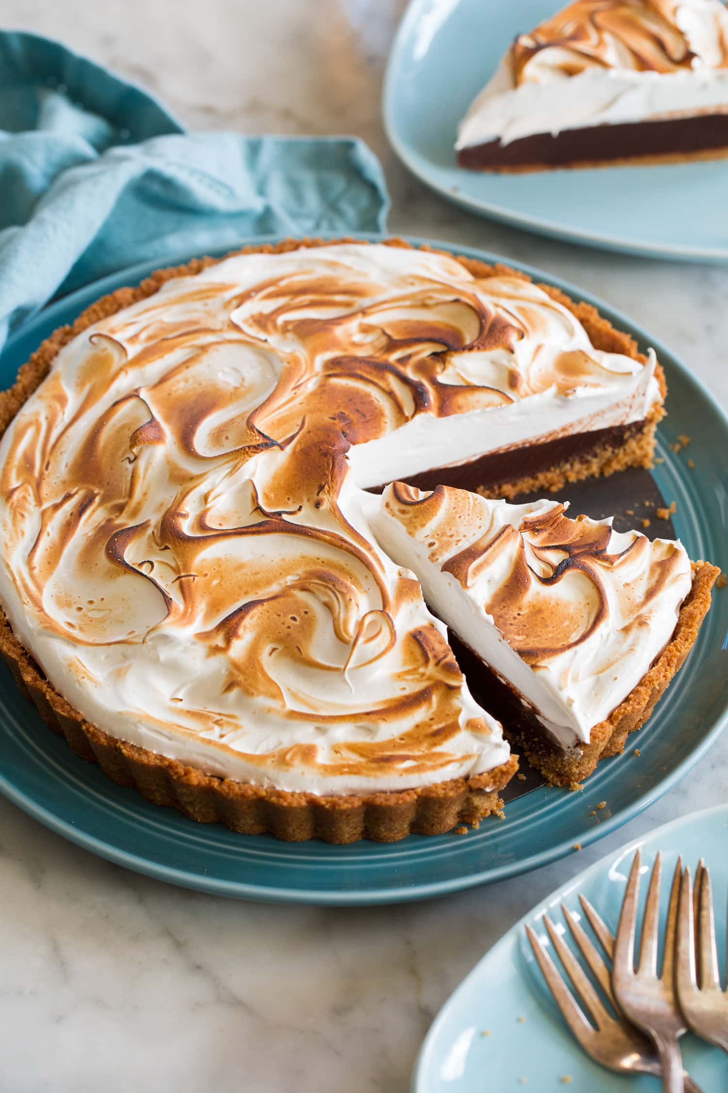 S'mores Pie Whole s'mores pie cut into slices.
