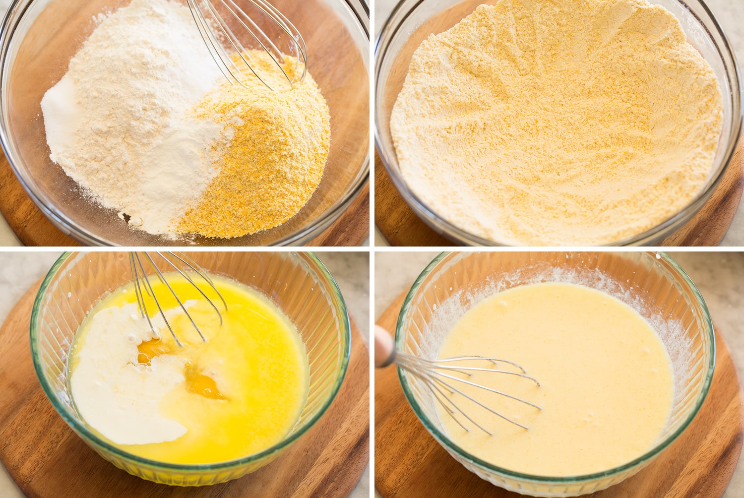 Southern Skillet Cornbread Making cornbread batter.
