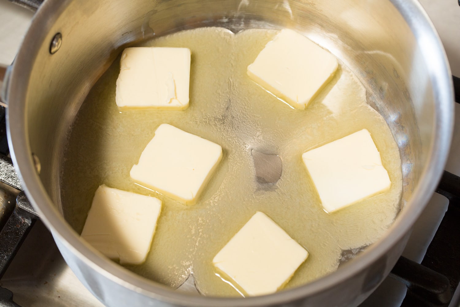 Chicken Gravy Butter melting in a saucepan.