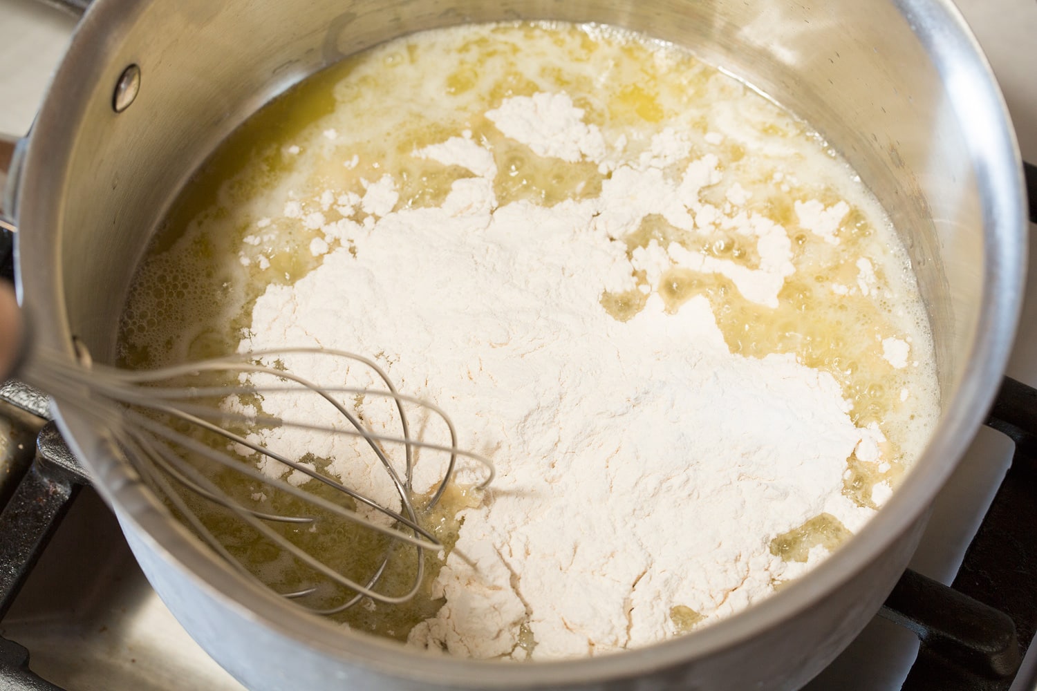 Chicken Gravy Butter and flour in saucepan.