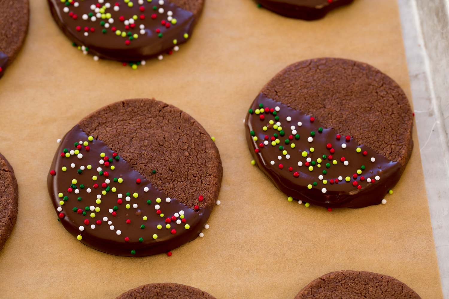 Chocolate Shortbread Cookies Chocolate dipped cookies